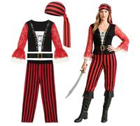 EraSpooky Costume da pirata da donna 4 pezzi per Halloween e feste a tema