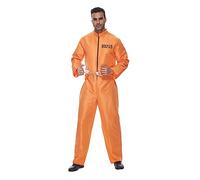 EraSpooky Costume da prigioniero per uomo tuta arancione per Halloween per adulto completo da detenuto fuggito dal carcere L