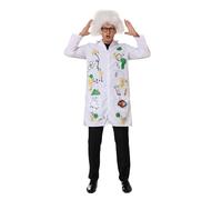 EraSpooky Costume da scienziato pazzo da uomo adulto cappotto da laboratorio Halloween giochi di ruolo abiti con parrucche XL