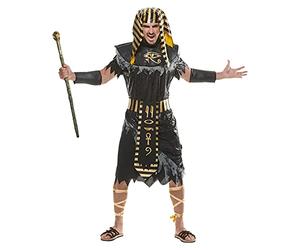 EraSpooky Costume da uomo dell'antico Egitto imperatore faraone costume storico nero e oro Size L