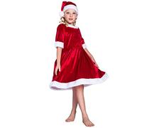 EraSpooky Costume natalizio da Babbo Natale per ragazze, rosso, M (130 cm)