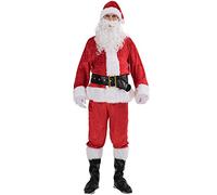 EraSpooky Costumi di Natale da uomo per Babbo Natale per adulti Natale Natale 7 pezzi Abito classico in flanella Regular