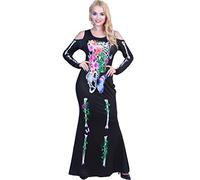 EraSpooky Donna Taglia Grossa Bellissimo Fiore Ossa Scheletro Costume