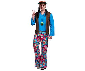 EraSpooky Men's Adult Hippie Love Peace Costume(Blue, Medium)