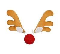 EraSpooky Set di ornamenti natalizi con corna per auto, renna e corna da renna e naso per veicolo, costume natalizio, corna da renna per tutti i veicoli