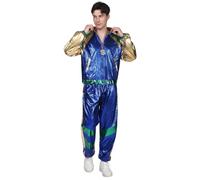 EraSpooky Tuta da uomo in stile retrò da rapper anni '80 e '90, con paillettes, stile hip hop, costume da discoteca per adulti