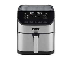 ERATEC AF-66 Friggitrice ad aria calda XXL 5,5 L 1500 W Air Fryer senza olio con display touch LED e 10 programmi preimpostati, funzione timer per i tuoi piatti preferiti, in acciaio inossidabile