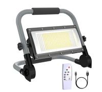 ERAY Faro LED Ricaricabile 12000mAh - 10000LM, 350 LEDs, 5 Modalità, IP56, Telecomando, Pannello Solare, Portatile Faretto LED da Cantiere Ideale per Emergenza, Campeggio, Riparazione, Garage