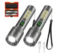 ErayLife Torcia LED Zoomabile, 2 pezzi, 6 Modalità, Ricaricabile, 2000 LM