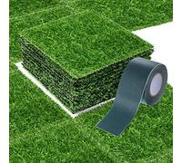 Erba artificiale da 30,5 x 30,5 cm, tappeto erboso sintetico per cani, con nastro adesivo, per interni ed esterni (12 pezzi)