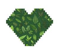 Erba Pianta Foglie Stampa Art Mattoni Puzzle a forma di cuore Blocchi di costruzione fai da te Set 3D Puzzle Home Decor 82 pezzi