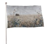Erba secca Fiori di campo in legno Cabina Bandiera 3x5 Ft Outdoor Garden Bandiere Banner Decor Per Cortile Portico Prato Fattoria