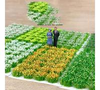 Erba statica mista di fiori selvatici per ciuffi per paesaggi in miniatura e modellismo, adatta per modelli di treni, scacchi di guerra e tavolo di sabbia, confezione da 28 grappoli (giallo mela)