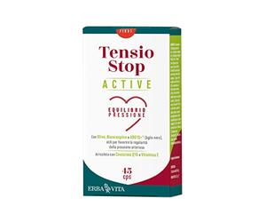 ERBA VITA Tensio Stop Active integratore alimentare per l’equilibrio della pressione con Olivo, Biancospino e Aglio nero