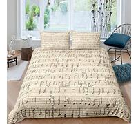 Erbaeo Completo Copripiumino Set 4 Pezzi Modello di Spartiti Musicali Vintage Note Musicali Biancheria da Letto in Microfibra 100% con Doppio Re Copripiumino Copripiumino Copriletto Matrimoniale Sing