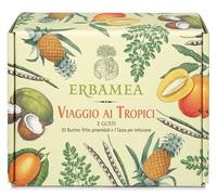 Erbamea | Viaggio ai Tropici - Scatola Regalo di Infusi in bustine filtro piramidali con Tazza per infusione - 20 Filtri