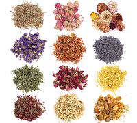Erbe e fiori Essiccati 12 tipi di Fiori Secchi Naturali Kit Gelsomino Lavanda Nontiscordardime Rosa Crisantemo Citronella per Sapone Creazione di candele Gioielli in resina Aroma Bombe da Bagno