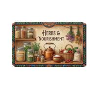 Erbe & Nourishment - Tappetino scolapiatti per bancone della cucina, tappetino in gomma assorbente con motivo floreale vintage, tappetino scolapiatti rustico in pelle sintetica per bar, 30,5 x 50,8 cm