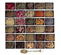 Erbe secche per forniture di stregoneria e strumenti per la protezione degli incantesimi Wiccan di erbe magiche - 30 erbe wiccan per forniture di altare Wiccan - erbe secche con cucchiaio di cristallo