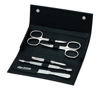 ERBE - Set per manicure con chiusura a bottone a pressione della serie "Siena", nero, 5 pezzi. Kit manicure 1 pieces unisex