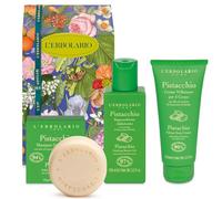 Erbolario - Confezione Regalo PISTACCHIO TRIO - In Scatola Originale - 1 Bagnoschiuma da 100 ml + 1 Crema Corpo Vellutante da 100 ml + 1 Shampoo Solido da 60 gr