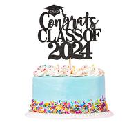 Ercadio 1 confezione di decorazioni per torta 2021 con glitter neri per decorazioni per feste a tema laurea 2021