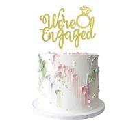 Ercadio 1 confezione di decorazioni per torta con scritta in inglese "We're Engaged", con glitter, per matrimoni, fidanzamenti, feste a tema