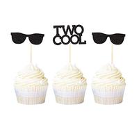 Ercadio - Confezione da 24 decorazioni per cupcake e cupcake, con glitter, colore nero