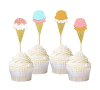 Ercadio - Confezione da 24 decorazioni per cupcake e cupcake, con glitter, per feste di compleanno, estate, hawaii