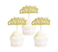 Ercadio - Confezione da 36 decorazioni per cupcake con scritta "Merry Christmas" (lingua italiana non garantita)
