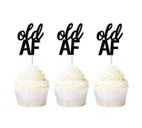 Ercadio - Confezione da 36 pirottini per cupcake con glitter per il vecchio compleanno, per 40° 50° 60° 70° 80° 90° compleanno pensionamento festa decorazioni per torte forniture