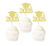 Ercadio - Confezione da 36 topper per cupcake con glitter dorati, classe 2021, per laurea 2021