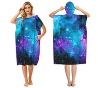 ERCgad Asciugamano da spiaggia con cappuccio unisex con stampa viola con stelle, comodo, per campeggio, viaggi, vacanze, versatile