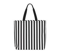 ERCgad Borsa a tracolla leggera con stampa a righe bianche e nere extra large, alla moda, per viaggi, picnic, shopping