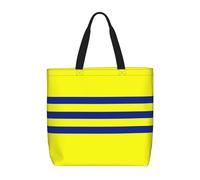 ERCgad Borsa a tracolla leggera con stampa a righe gialle e blu extra large, alla moda, per viaggi, picnic, shopping