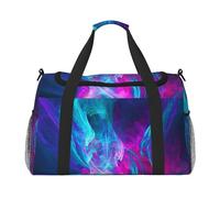 ERCgad Borsa da viaggio a mano blu e rossa con stampa a fuoco per donne e uomini leggera Tote Weekend Getaway Business Shoulder