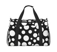 ERCgad Borsa da viaggio a mano con stampa a pois bianchi e neri per donne e uomini, leggera, borsa a tracolla per weekend, fuga di lavoro