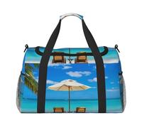 ERCgad Borsa da viaggio a mano con stampa di mare tropicale da spiaggia bianca per donne e uomini leggera Tote Weekend Getaway Business Shoulder
