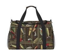 ERCgad Borsa da viaggio a mano con stampa di stile esca da pesca, per donne e uomini, leggera, per weekend, fuga, lavoro, spalla