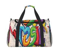 ERCgad Borsa da viaggio a mano con stampa in stile musicale per donne e uomini, leggera, borsa a tracolla per weekend, fuga d'affari