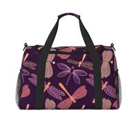 ERCgad Borsa da viaggio a mano con stampa libellula viola per donne e uomini leggera Tote Weekend Getaway Business Shoulder