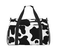 ERCgad Borsa da viaggio a mano in bianco e nero con stampa mucca per donne e uomini leggera Tote Weekend Getaway Business Shoulder