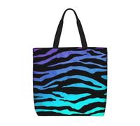 ERCgad Borsa organizer con stampa a righe zebrate viola, blu, verde, extra large, leggera, alla moda, per viaggi, picnic, shopping