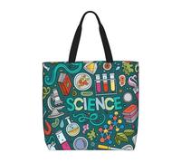 ERCgad Borsa organizer con stampa a tema scienza dei cartoni animati, extra large, leggera, alla moda, per viaggi, picnic, shopping