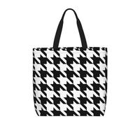 ERCgad Borsa organizer con stampa pied de poule nera, extra large, leggera, alla moda, per viaggi, picnic, shopping