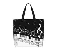ERCgad Borsa organizer extra large con stampa di note musicali bianche nere e leggere, alla moda, per viaggi, picnic, shopping