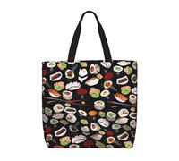 ERCgad Borsa organizer per sushi giapponese, con stampa nera, extra large, leggera, alla moda, per viaggi, picnic, shopping