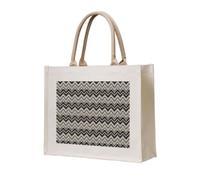 ERCgad Borsa tote unisex con stampa a zigzag nero bianco marrone chiaro grande riutilizzabile leggera shopping viaggi ufficio lavoro fine settimana