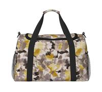 ERCgad Giallo Grigio Fiore Stampa Mano Borsa Da Viaggio Per Le Donne Uomini Leggero Tote Weekend Getaway Business Shoulder