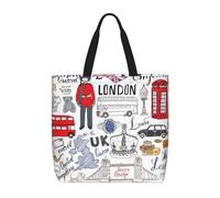ERCgad I Love London Print - Borsa organizer extra large leggera a tracolla, alla moda, per viaggi, picnic, shopping